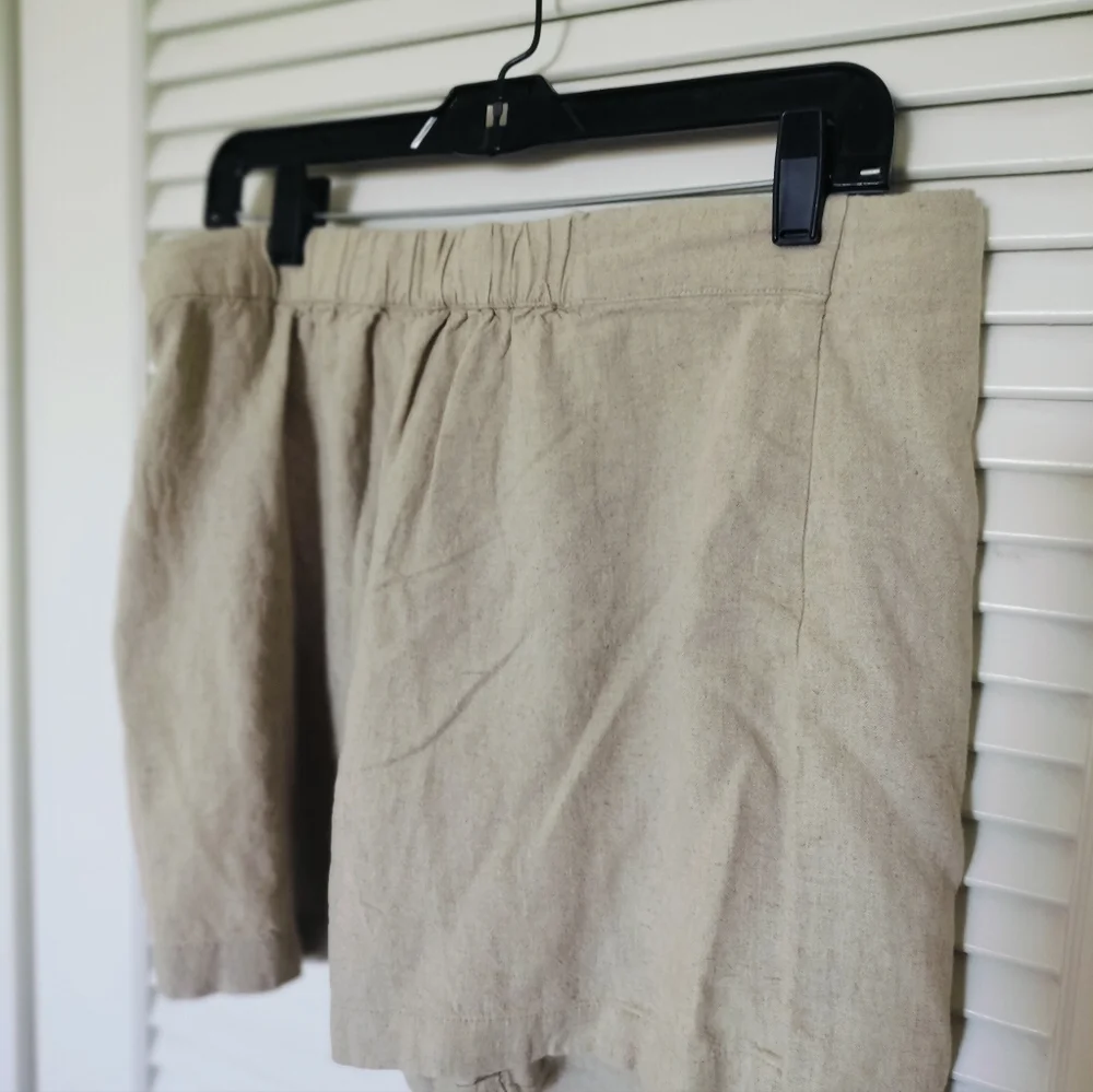 A New Day Women's Linen Rayon Wrap Skort NWT Size 10 Natural